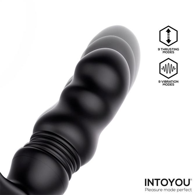 Stimulator prostate Intoyou Womp Black, trojni motor, 9 načinov potiskanja, 9 vibracijskih načinov, magnetno USB polnjenje, vodoodporen, črne barve 2