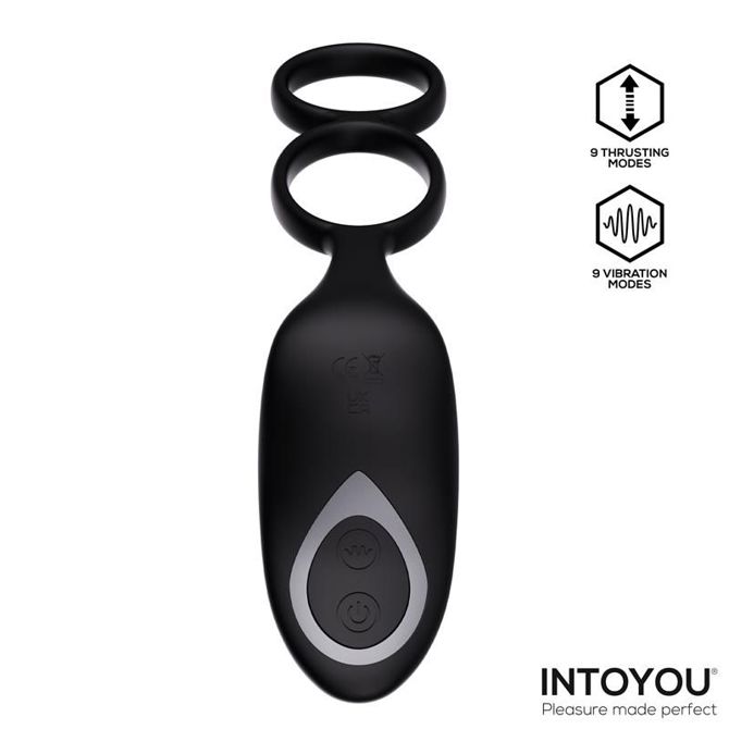 Stimulator prostate Intoyou Womp Black, trojni motor, 9 načinov potiskanja, 9 vibracijskih načinov, magnetno USB polnjenje, vodoodporen, črne barve 5