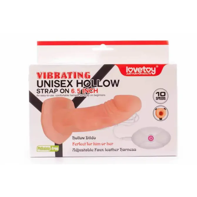 Vibracijski strap-on Lovetoy Vibrating Unisex, žični upravljalnik, 16,5 cm, 2 x AAA, svetle kožne barve 3