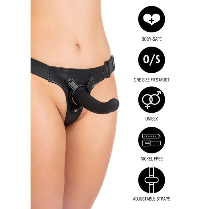 Strap-On Hidden Desire Sexy String, do 25 cm, vključuje 3 obročke, črne barve 5
