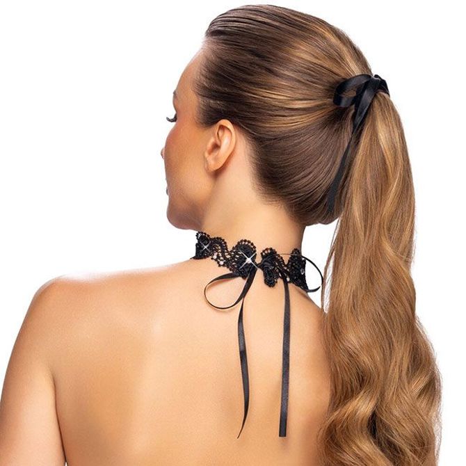 Vezena ogrlica Cottelli Accessoires, 3 cm, črne barve 2