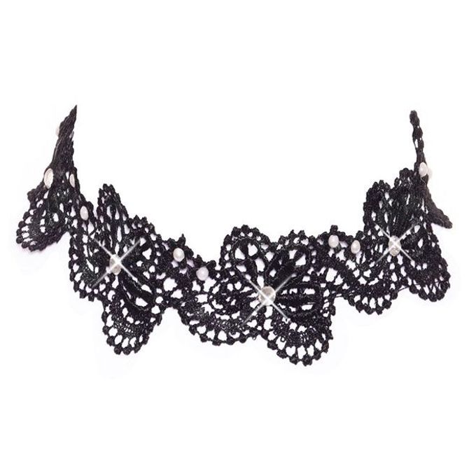 Vezena ogrlica Cottelli Accessoires, 3 cm, črne barve 3