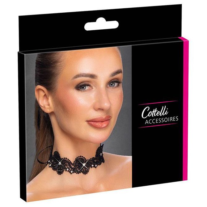 Vezena ogrlica Cottelli Accessoires, 3 cm, črne barve 5