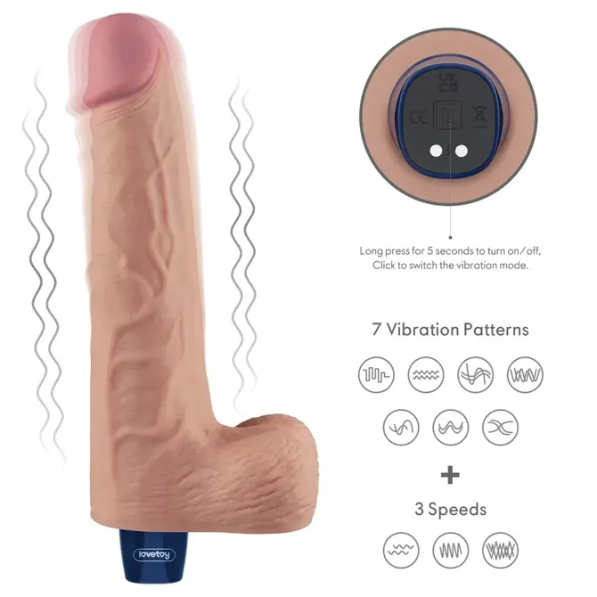 Vibracijski penis Lovetoy Real Softee Flesh, 25,3 cm, TPE, 3 hitrosti + 7 vzorcev vibracij, vodoodporen 3