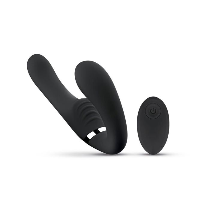 Vibracijski strap on dildo brez pasu No-Parts - Avery, 22 cm, črn 4