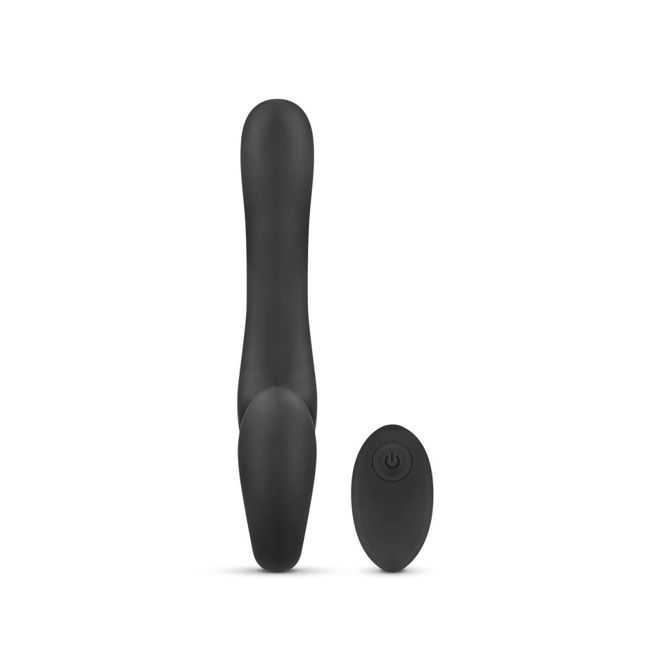 Vibracijski strap on dildo brez pasu No-Parts - Avery, 22 cm, črn 5