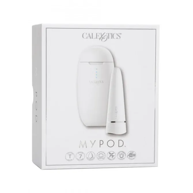 Mini vibrator Calexotics My Pod, dezinfekcijsko ohišje, 8,9 cm, USB-polnjenje, bel 2