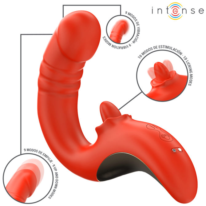 Vibrator Intense Paulina U Shape, 18 cm, 3 funkcije, IPX7, rdeče barve 2