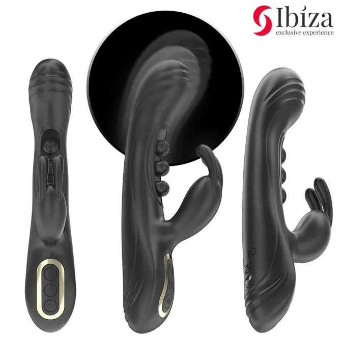 Vibrator rabbit Ibiza, 7 načinov vibracij in 7 načinov pulzacije, 22,5 cm, vodoodporen, črne barve 2