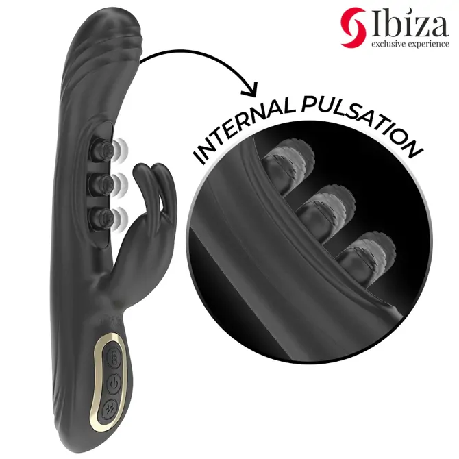 Vibrator rabbit Ibiza, 7 načinov vibracij in 7 načinov pulzacije, 22,5 cm, vodoodporen, črne barve 3