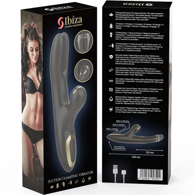 Vibrator Rabbit Ibiza Suction Clamping, črn 6
