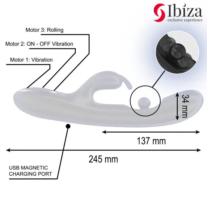 Vibrator Rabbit Ibiza With Massaging Rolling Pearl 4