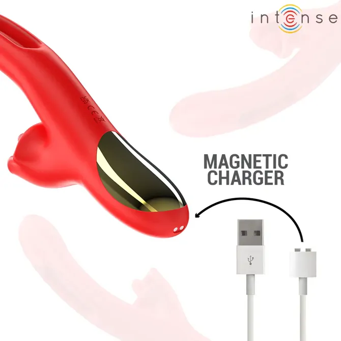 Vibrator Rabbit  Intense Jessica Multifunction, 13,7 cm, 3 funkcije, vodoodporen, silikon/ABS, rdeče barve 4