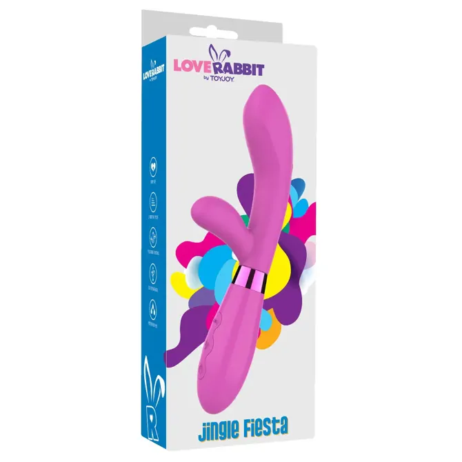 Rabbit vibrator Love Jingle Fiesta, dvojna stimulacija, 7 načinov + 3 hitrosti, silikon, USB polnjenje, vijoličen 2