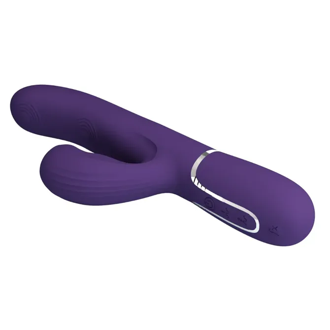 Rabbit vibrator Pretty Love Perlita Twinkled Blue, dvojni motor, 7 načinov tapkanja, 7 načinov potiskanja, magnetno USB polnjenje 6