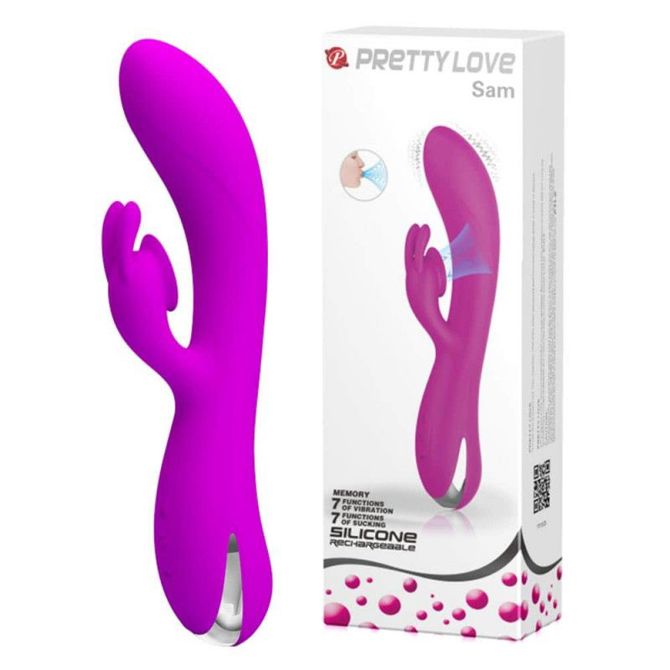 Rabbit vibrator Pretty Love Sam, USB-polnjenje, vijoličen 2