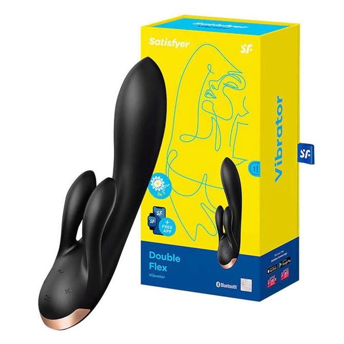 Vibrator Satisfyer Double Flex z aplikacijo (črn) 2