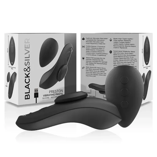 Vibrator za hlačke Black & Silver Preston, črn 5