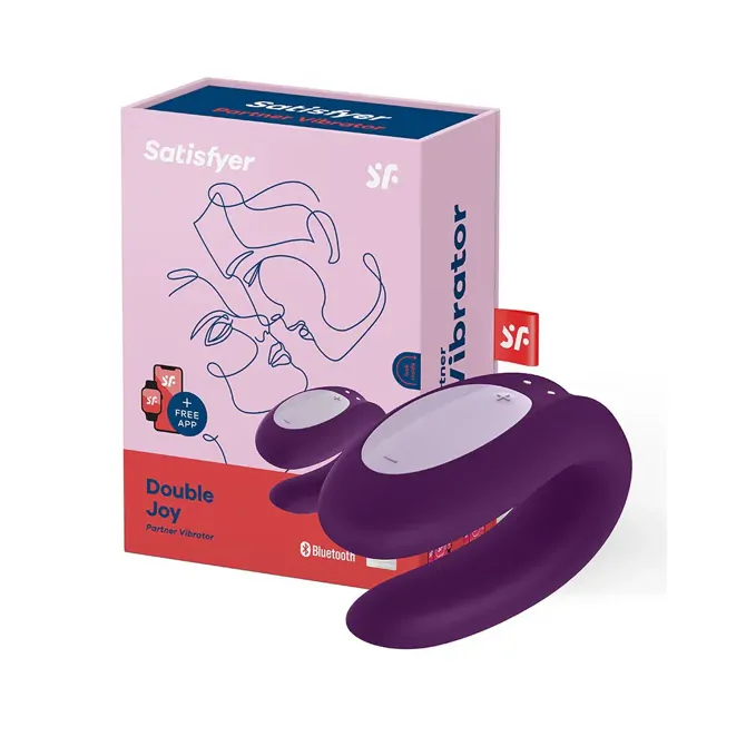 Vibrator za pare Satisfyer Partner Double Joy, aplikacija, 9,1 cm, USB-polnjenje, vijoličen 2