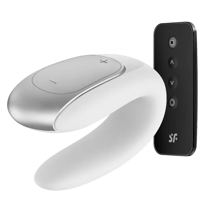 Vibrator za pare Satisfyer Partner Double Fun, brezžični upravljalnik + aplikacija, 9,3 cm, USB-polnjenje, bel 3
