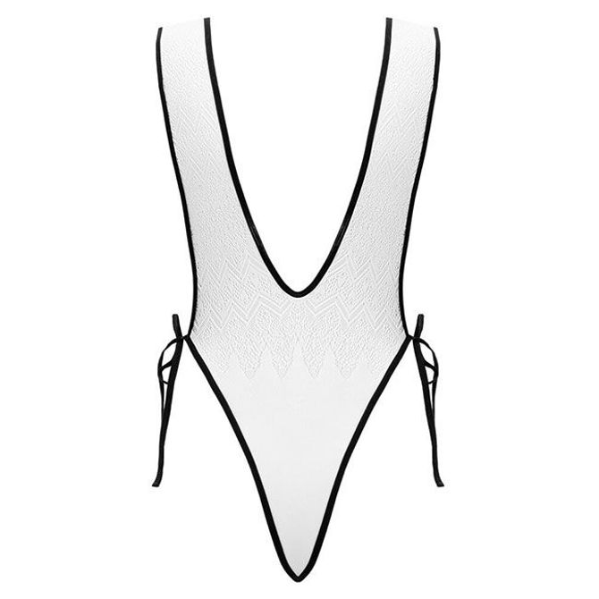Ženski body Fantasy by Cottelli, ombré dizajn, čipkast videz, nastavljivi stranski trakovi, raztegljiv material, bele in črne barve 6