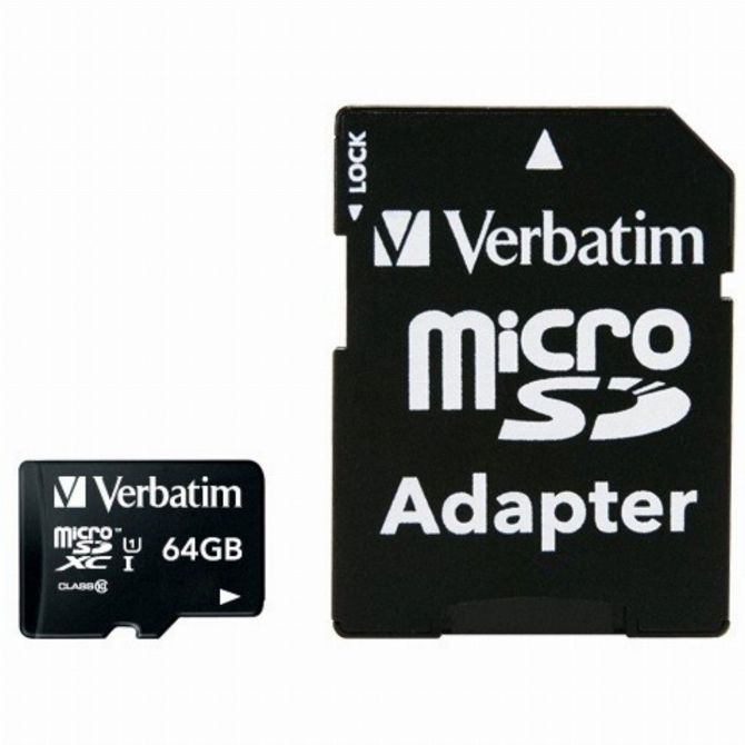 Spominska kartica Verbatim Premium MicroSDXC, 64 GB, 90 MB/s + adapter