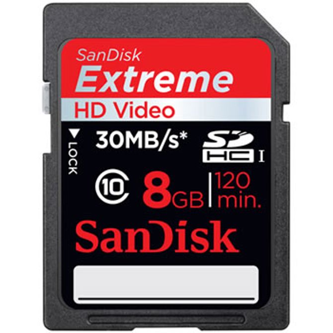SanDisk Secure Digital HC 8GB EXTREME HD 3D Video 30MB/s/200x/Class 10