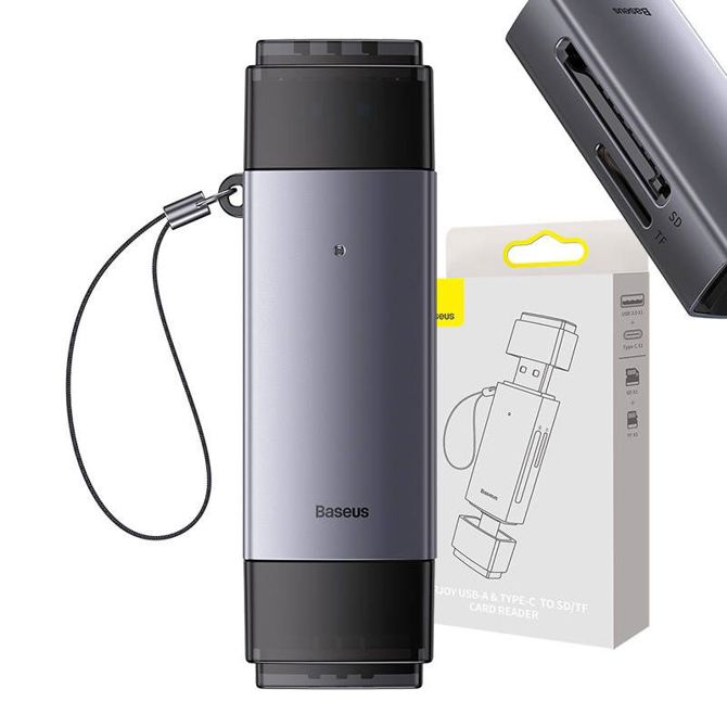 Čitalec pomnilniških kartic Baseus Lite Series SD/TF, USB + USB-C (siv)