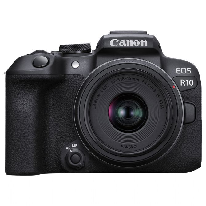 Črn digitalni fotoaparat Canon EOS R10 + objektiv RF-S 18-45 mm F4.5-6.3 IS STM