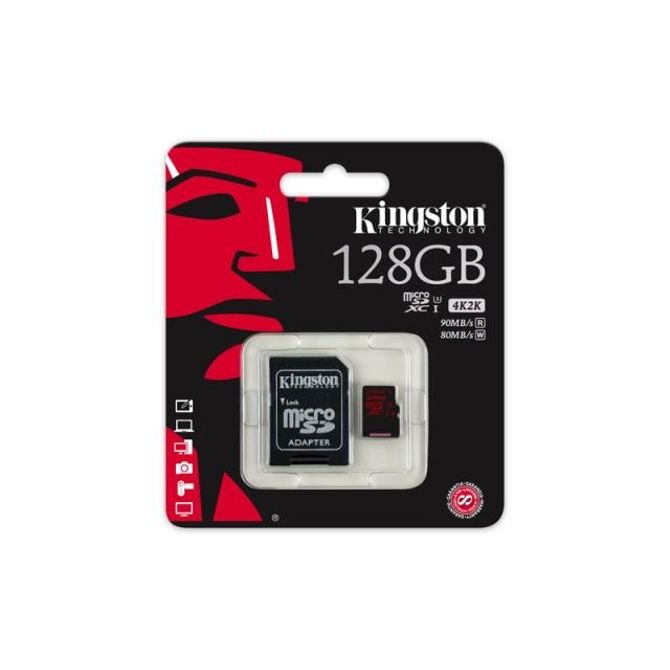 microSD XC Kingston 128GB U3, UHS-I Speed Class 3, 90/80 MB/s (SDCA3/128GB)