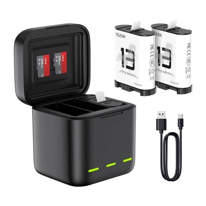 Trikanalni polnilec baterij za GoPro Hero 13 Black Telesin (S0-BCG-10-TGP)