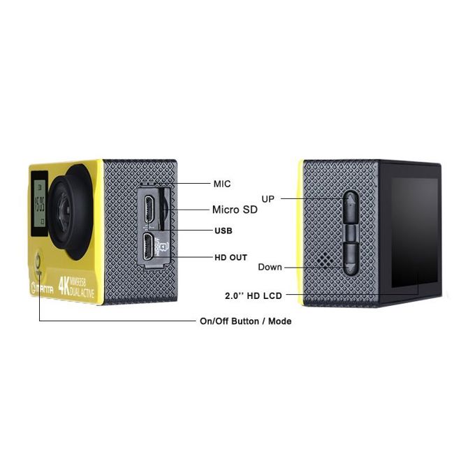 Aktivna športna kamera MANTA MM9358 DUAL ACTIVE, Premium, 4K-UHD,WiFI, Dvojni zaslon 4