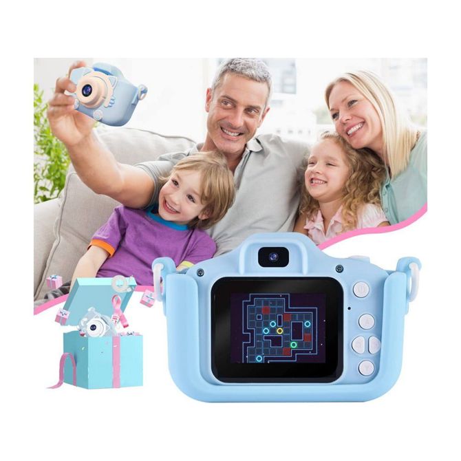 Otroški fotoaparat Verk LCD za otroke SD kartica + etui in trak, modra 6