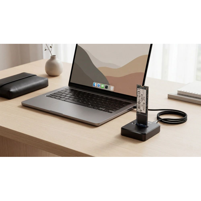 Čitalec in docking postaja Rebel za M.2 NVMe/SATA SSD, USB-C, do 10 Gbps, aluminijasto ohišje 2