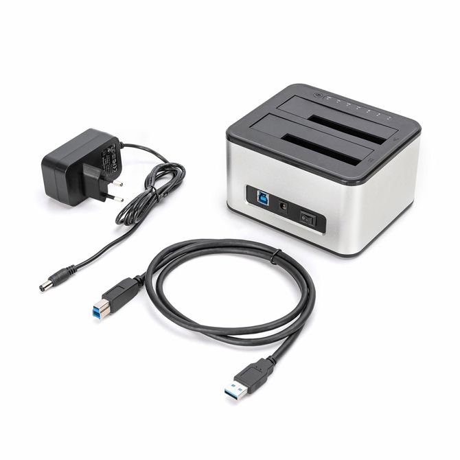 Čitalec spominskih kartic Digitus Dual SATA HDD srebrna/črna, USB 3.0, za 2,5/3,5, LED indikator, omrežno napajanje 5