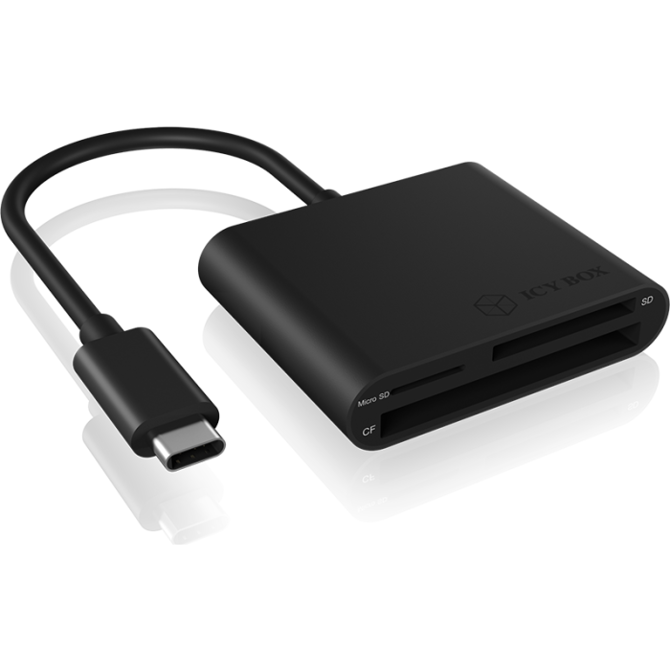 Čitalec kartic IcyBox IB-CR301-C3 USB-C, CF/SD/microSD, združljiv z Windows, macOS, Linux, črne barve 2