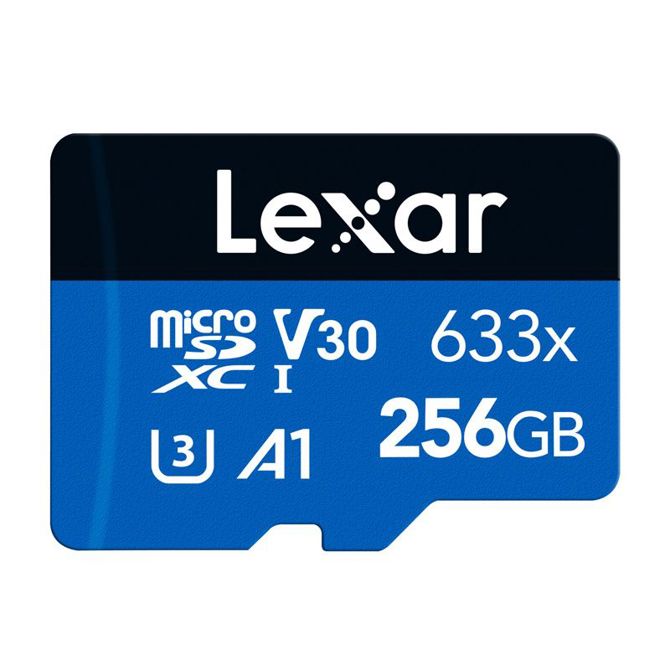 Lexarjeva visokozmogljiva pomnilniška kartica microSDXC 256 GB 633x + SD adapter 2