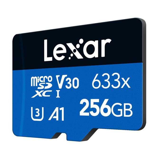 Lexarjeva visokozmogljiva pomnilniška kartica microSDXC 256 GB 633x + SD adapter 3
