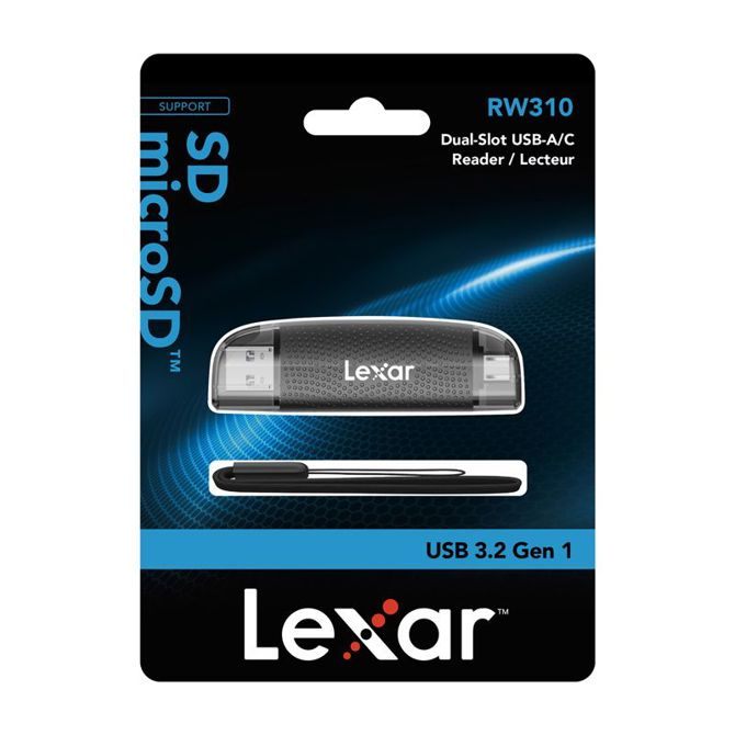Lexar LRW310X čitalnik pomnilniških kartic z dvema vhodoma USB-A/C, micro SD in SD, USB 3.1 5