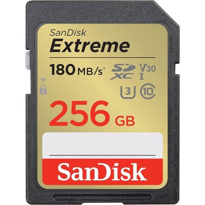 SanDisk Extreme PLUS 256GB SDHC Mspominska kartica 180MB/s in 130MB/s branje/pisanje, UHS-I, Class 1 3