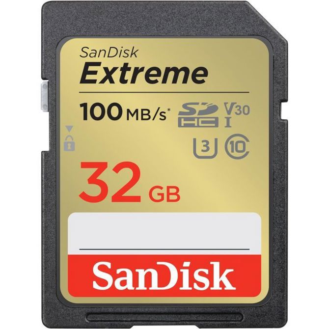 SanDisk Extreme PLUS 32GB SDHC spominska kartica 100MB/s in 60MB/s branje/pisanje, UHS-I, Class 10, 3