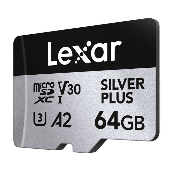 Komplet dveh pomnilniških kartic Lexar High-Performance Silver Plus microSDXC 2x64GB + adapter 5