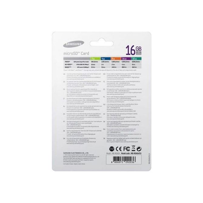 Spominska kartica Micro Secure Digital (microSDHC) SAMSUNG Essential 16GB (Class 6) MB-MSAGA/EU 4