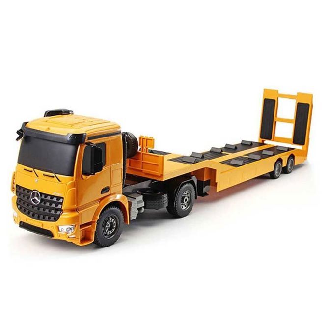 Tovornjak na daljinsko vodenje Double E E562-003 Mercedes-Benz Arocs za prevoz strojev s prikolico, 1:20, 2.4 GHz, LED osvetlitev, zvočni učinki