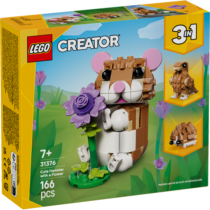 Kocke Lego Creator 3 v 1: Prikupen hrček z rožo, 166 kos, od 7. let