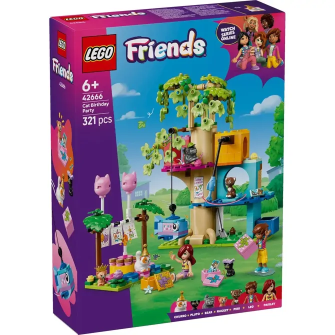 Kocke Lego Friends: Mačja rojstnodnevna zabava in hišica na drevesu (42666)