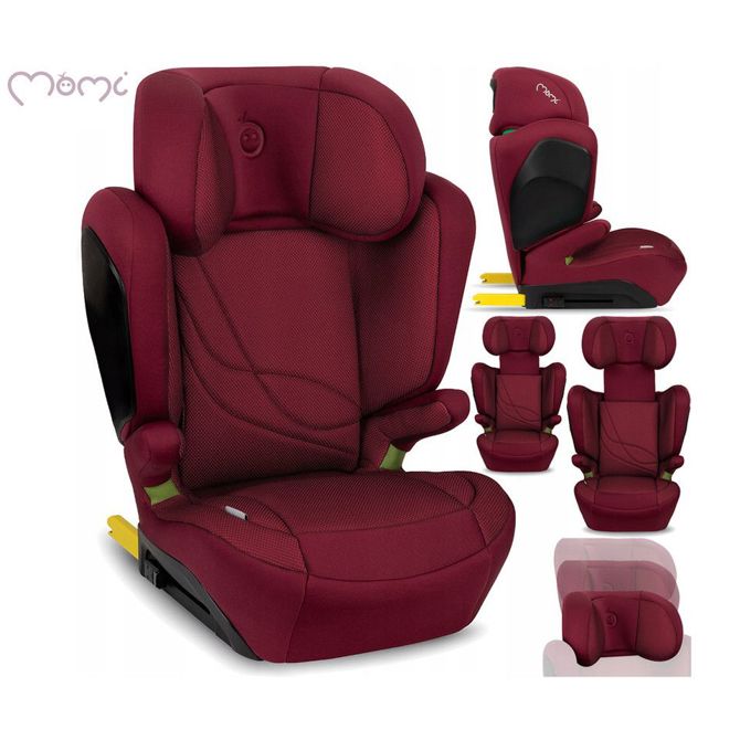 Otroški avtosedež MoMi MEI , ISOFIX, nastavljiva višina, mehko oblazinjenje, širok sedež, mrežasta tkanina, za otroke 100-150cm, 84-63.5x51x49cm, rdeč