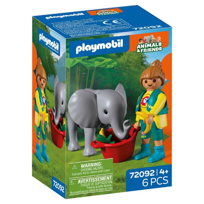 Playmobil Animals&Friends: Slonček in oskrbnik, 6 kos, od 4. let (72092)