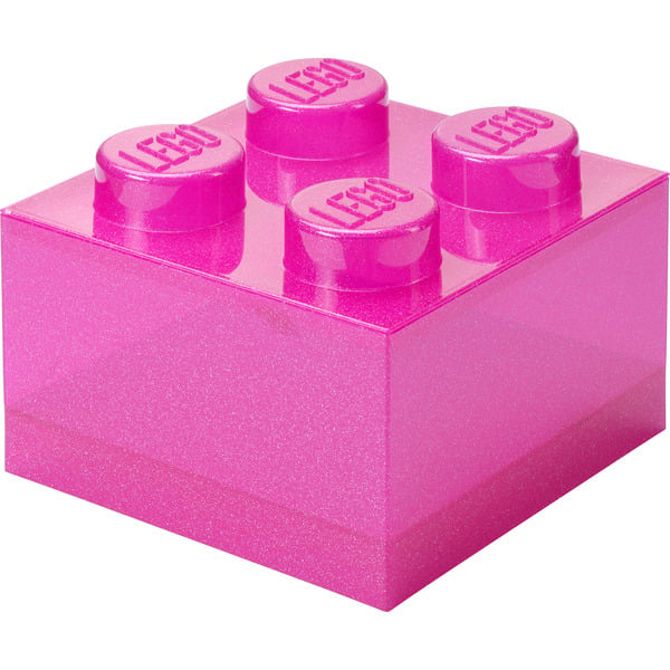 Shranjevalna kocka Lego z gradnikom 4, modra, prozorna, roza