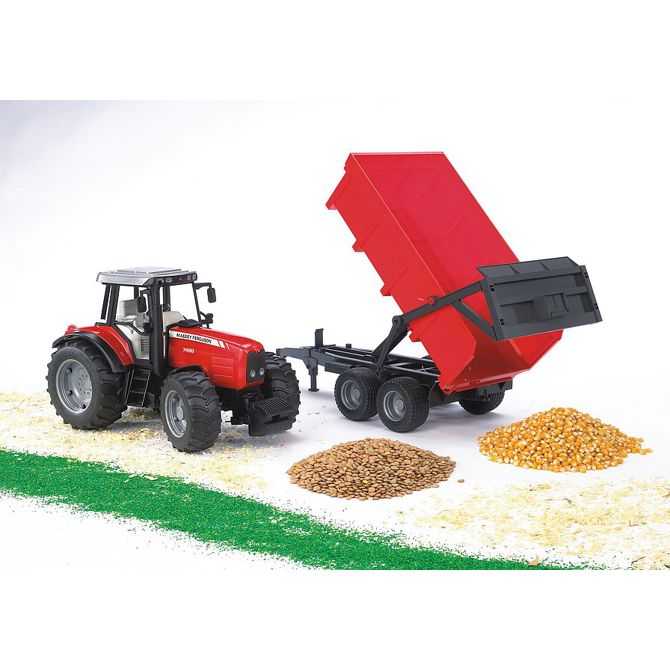 BRUDER Traktor Massey Ferguson 7480 s prikolico (02045) 2